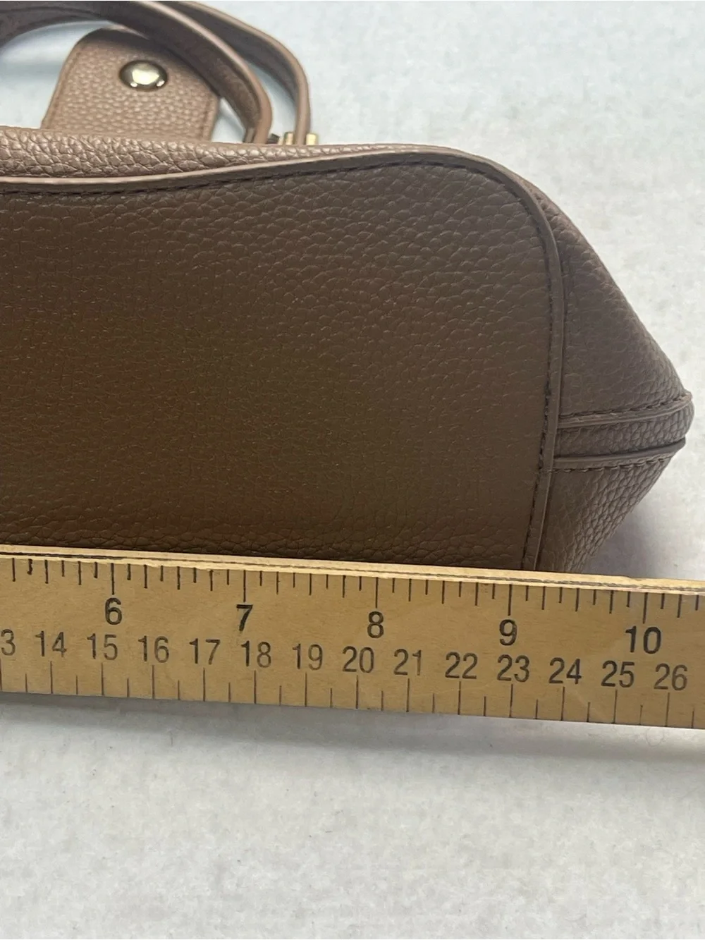 Like Dreams Tan Pebbled Leather Satchel with Gold Hardware